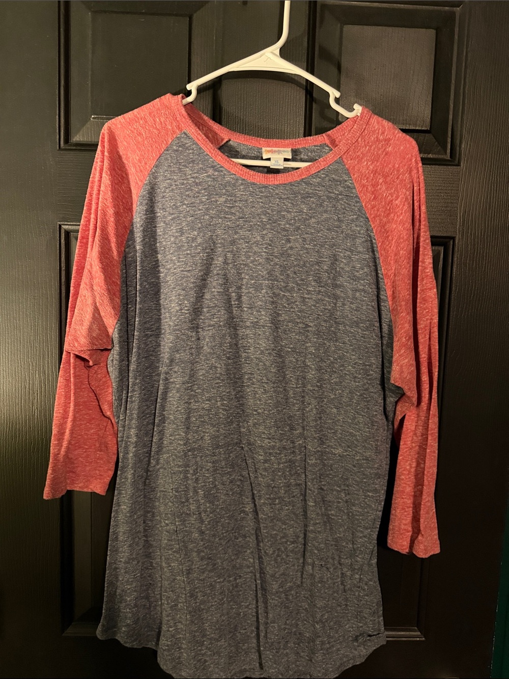 LuLaRoe Blue and Red Long Sleeve Raglan Tee